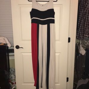 Red Black And White Maxi Dress